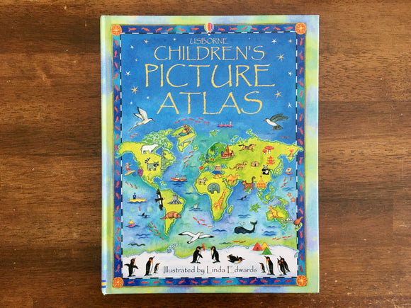 The Usborne Children's Picture Atlas, Hardcover, Illustrated by Linda Edwards