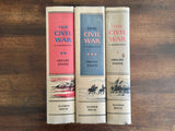 The Civil War: A Narrative, 3-Volume Set by Shelby Foote, Vintage 1970s?, Hardcover Books with Dust Jackets