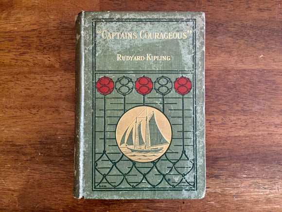 Captains Courageous by Rudyard Kipling, Antique 1897, Hardcover Book, Illustrated